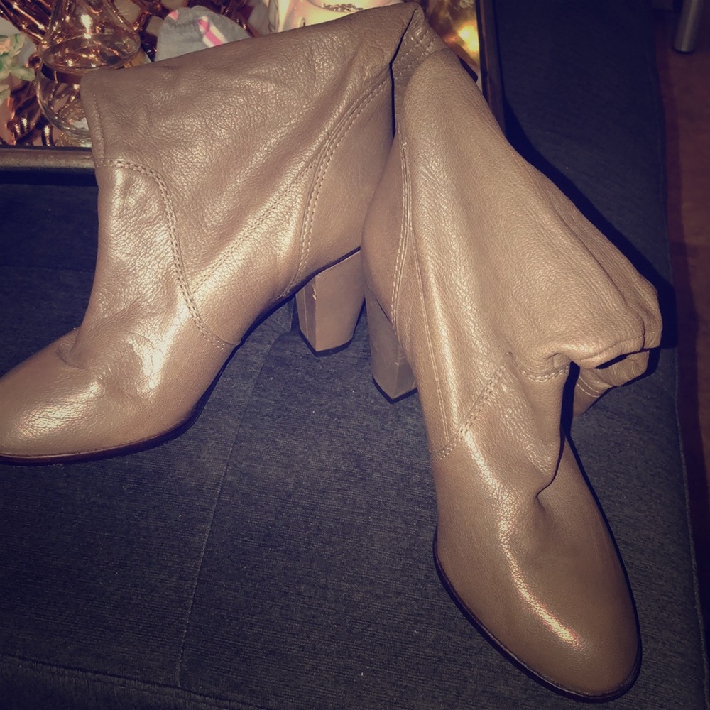 Marc by Marc Jacobs Taupe Leather Block Heel Ankle Boots
